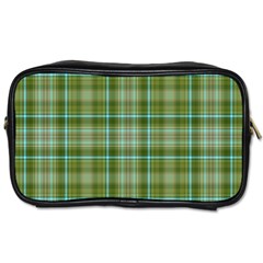 Vintage Green Plaid Toiletries Bag (two Sides) by HermanTelo