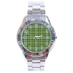 Vintage Green Plaid Stainless Steel Analogue Watch