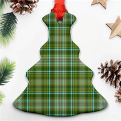 Vintage Green Plaid Christmas Tree Ornament (two Sides) by HermanTelo