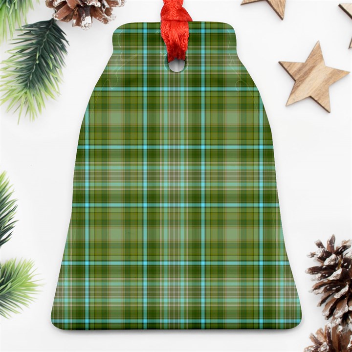 Vintage Green Plaid Bell Ornament (Two Sides)