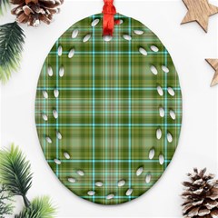 Vintage Green Plaid Ornament (oval Filigree) by HermanTelo