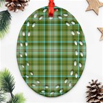 Vintage Green Plaid Ornament (Oval Filigree) Front