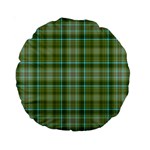 Vintage Green Plaid Standard 15  Premium Round Cushions Front