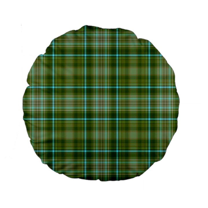 Vintage Green Plaid Standard 15  Premium Round Cushions