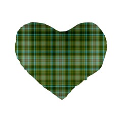 Vintage Green Plaid Standard 16  Premium Heart Shape Cushions