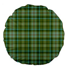 Vintage Green Plaid Large 18  Premium Flano Round Cushions