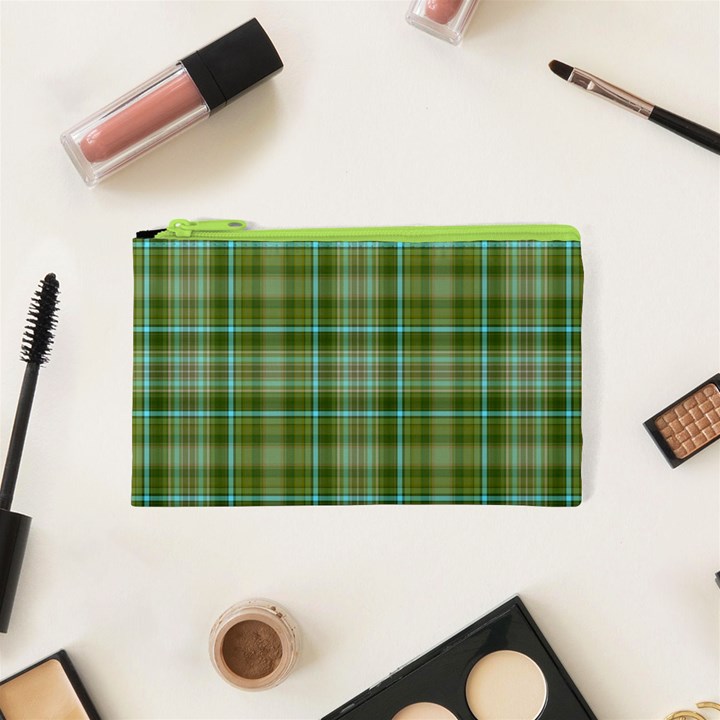 Vintage Green Plaid Cosmetic Bag (XS)