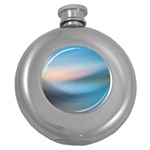 Wave Background Round Hip Flask (5 oz) Front