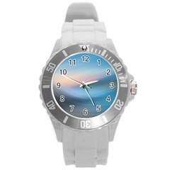 Wave Background Round Plastic Sport Watch (l)