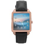 Wave Background Rose Gold Leather Watch  Front