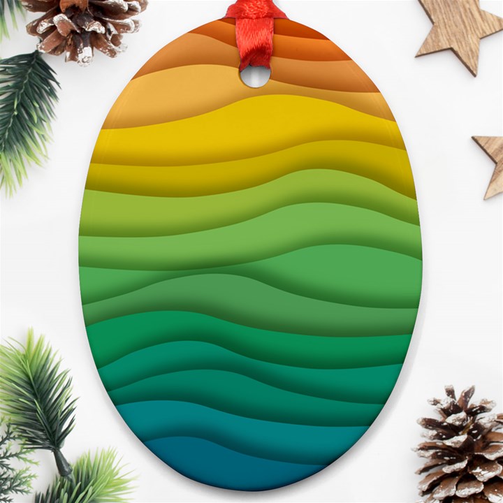 Waves Texture Oval Ornament (Two Sides)