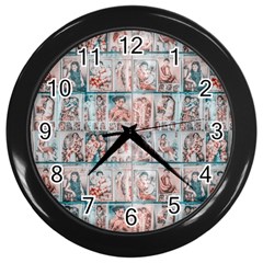 Asian Illustration Posters Collage Wall Clock (black) by dflcprintsclothing