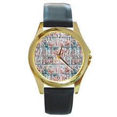 Asian Illustration Posters Collage Round Gold Metal Watch by dflcprintsclothing