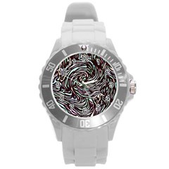 Stained Glass Round Plastic Sport Watch (l) by Mariart