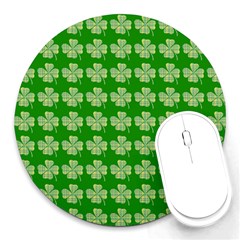 Plaid Shamrocks Clover Round Mousepads by Mariart