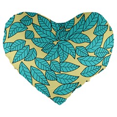 Leaves Dried Large 19  Premium Heart Shape Cushions by Mariart