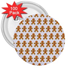 Gingerbread Men 3  Buttons (100 Pack)  by Mariart