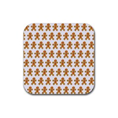 Gingerbread Men Rubber Coaster (square)  by Mariart