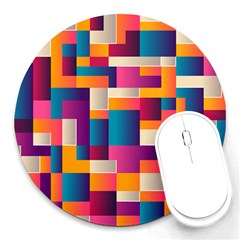 Abstract Geometry Blocks Round Mousepads by Bajindul