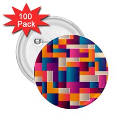 Abstract Geometry Blocks 2 25  Buttons (100 Pack) 