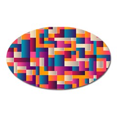 Abstract Geometry Blocks Oval Magnet