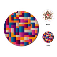 Abstract Geometry Blocks Playing Cards (round) by Bajindul