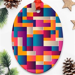 Abstract Geometry Blocks Oval Ornament (two Sides)