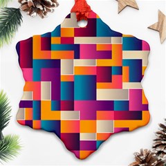 Abstract Geometry Blocks Snowflake Ornament (two Sides) by Bajindul