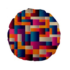 Abstract Geometry Blocks Standard 15  Premium Round Cushions