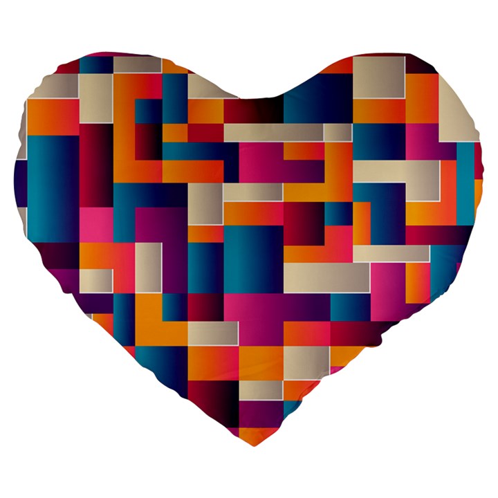 Abstract Geometry Blocks Large 19  Premium Heart Shape Cushions