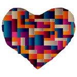 Abstract Geometry Blocks Large 19  Premium Heart Shape Cushions Back