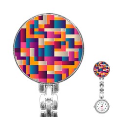 Abstract Geometry Blocks Stainless Steel Nurses Watch by Bajindul