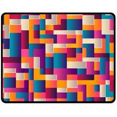 Abstract Geometry Blocks Double Sided Fleece Blanket (medium) 