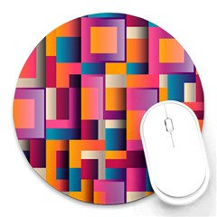 Abstract Background Geometry Blocks Round Mousepads by Bajindul