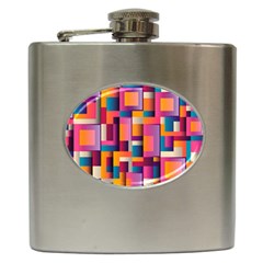 Abstract Background Geometry Blocks Hip Flask (6 Oz) by Bajindul