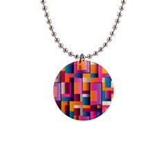 Abstract Background Geometry Blocks 1  Button Necklace by Bajindul