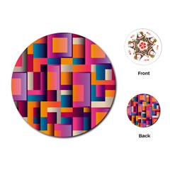 Abstract Background Geometry Blocks Playing Cards (round) by Bajindul