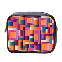 Abstract Background Geometry Blocks Mini Toiletries Bag (two Sides)