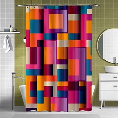 Abstract Background Geometry Blocks Shower Curtain 48  X 72  (small)  by Bajindul