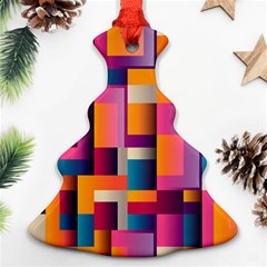 Abstract Background Geometry Blocks Ornament (christmas Tree) 