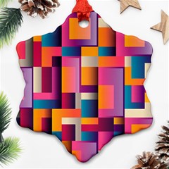 Abstract Background Geometry Blocks Snowflake Ornament (two Sides) by Bajindul