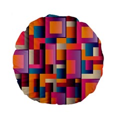 Abstract Background Geometry Blocks Standard 15  Premium Flano Round Cushions by Bajindul