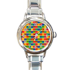 Background Colorful Abstract Round Italian Charm Watch by Bajindul