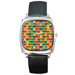 Background Colorful Abstract Square Metal Watch Front