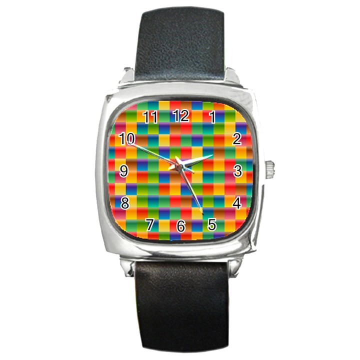 Background Colorful Abstract Square Metal Watch