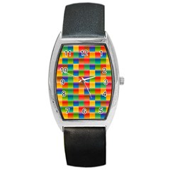 Background Colorful Abstract Barrel Style Metal Watch by Bajindul