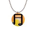 Abstract Anthropomorphic Art 1  Button Necklace Front