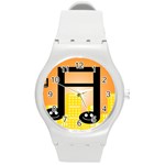 Abstract Anthropomorphic Art Round Plastic Sport Watch (M) Front