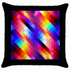 Abstract Blue Background Colorful Pattern Throw Pillow Case (black) by Bajindul