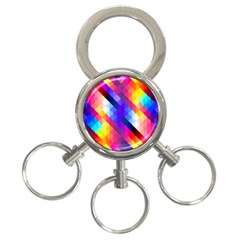 Abstract Blue Background Colorful Pattern 3-ring Key Chain by Bajindul